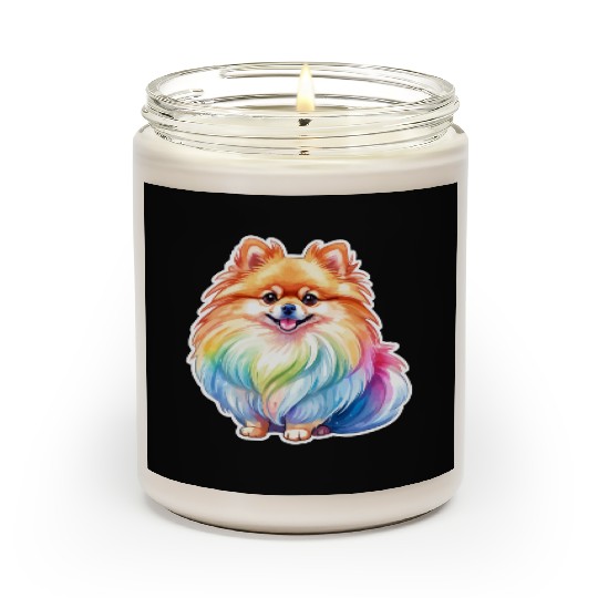 Pomeranian Watercolor Scented Candles