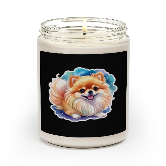Pomeranian Watercolor Scented Candles