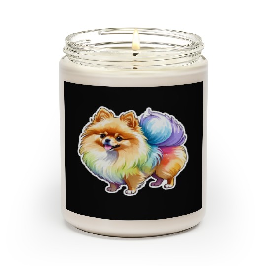 Pomeranian Watercolor Scented Candles