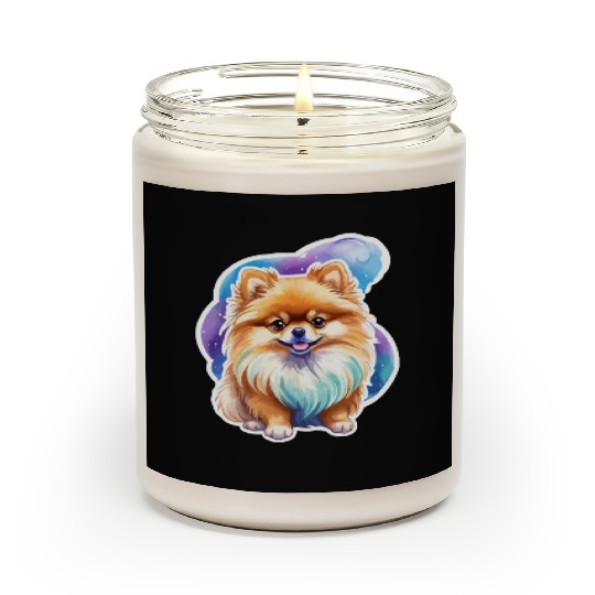 Pomeranian Watercolor Scented Candles
