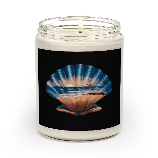 Seashell Beach Scene Serene Ocean Landscape Scented Candles