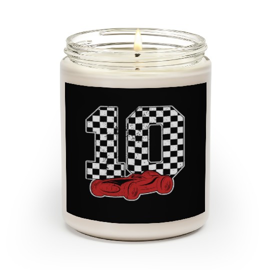 10 Year Old Pit Crew Boy Car Racing 10th Birthday Scented Candles