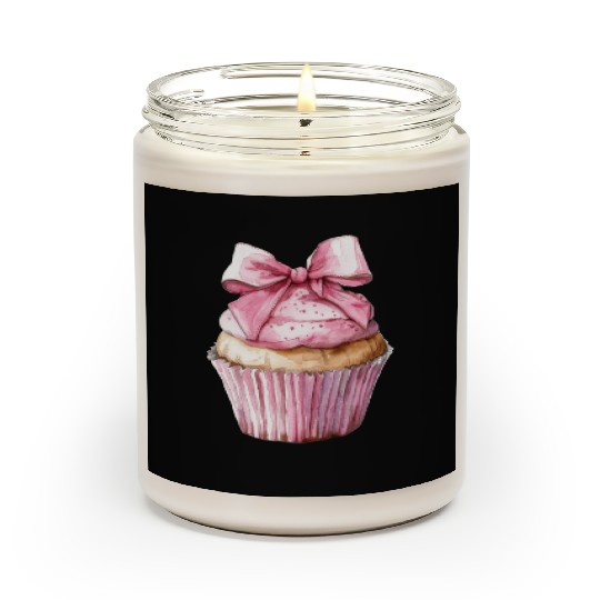 Cupcake with a pink bow Scented Candles