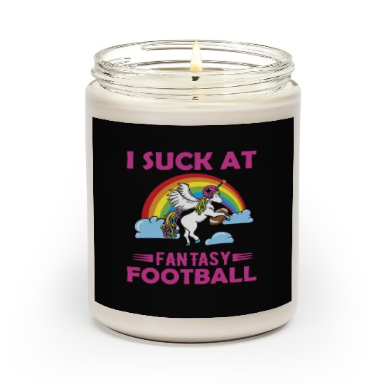 I Suck at Fantasy Football Unicorn Rainbow Scented Candles