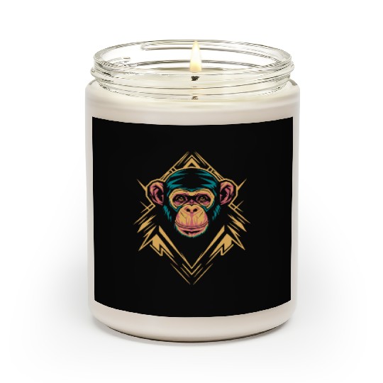 Vibrant Geometric Monkey Art with Neon Colors Scented Candles