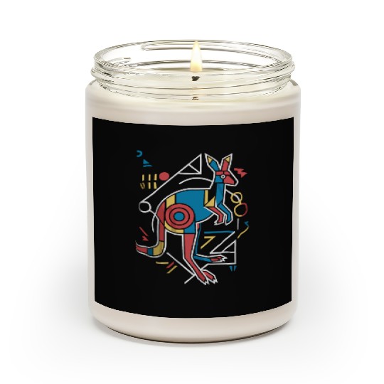 Geometric Kangaroo Art Colorful Abstract Scented Candles