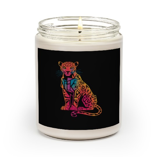 Colorful Geometric Jaguar Artwork for Bold Scented Candles