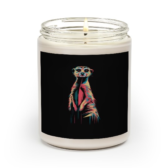 Vibrant Meerkat Illustration Neon Colors Scented Candles