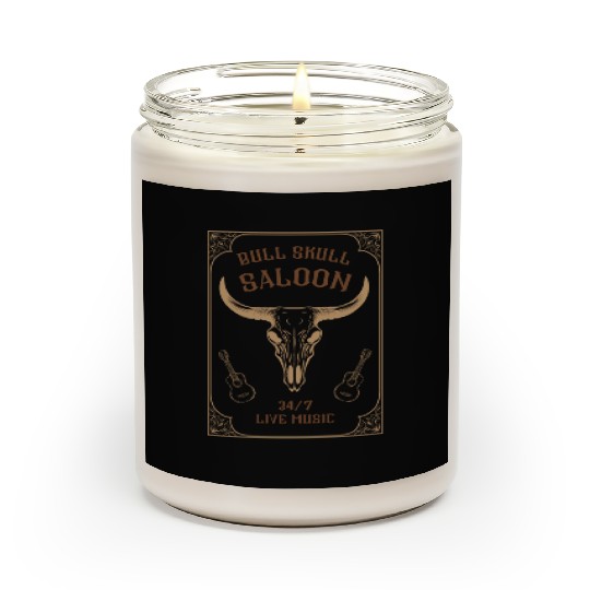 Country Music Western Bull Skull Saloon Scented Candles