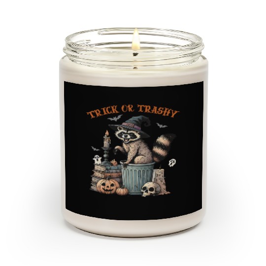 Trick Or Trashy Funny Raccon Halloween Scented Candles