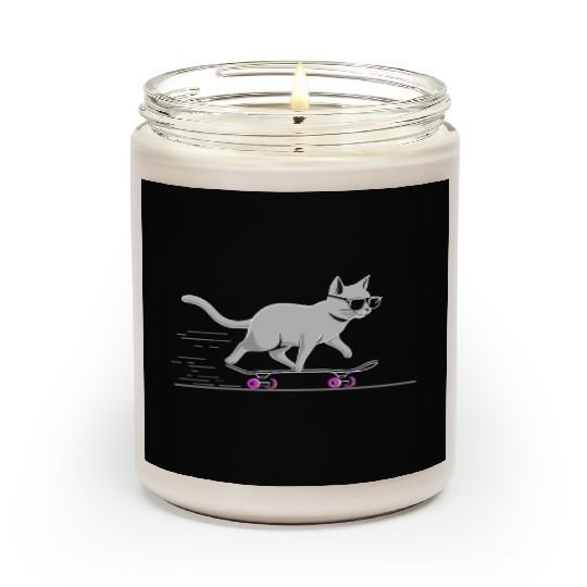 Cat Wearing Sunglasses Riding Skateboard Scented Candles