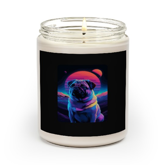 Animal Art Planet Fantasy Artwork Pug in Neon Scented Candles