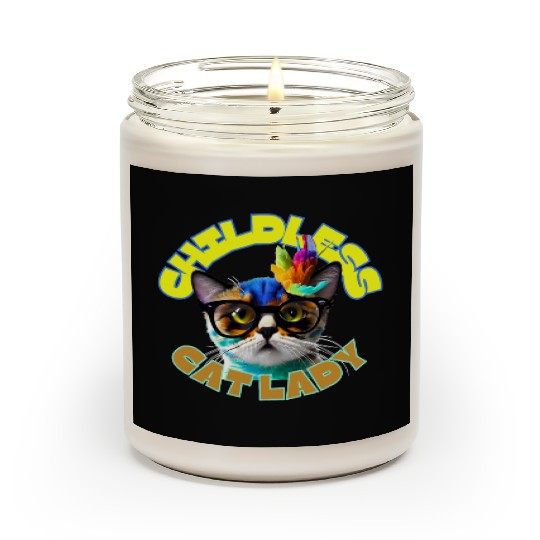 Colorful Cat with Glasses - Childless Cat Lady Scented Candles