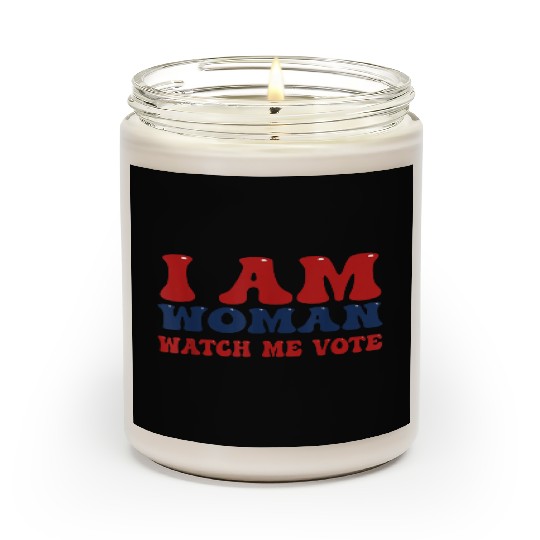 womens i am woman watch me vote cool election day Scented Candles