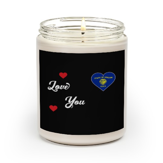 I Love Oregon USA With Oregon Flag In a Heart Prem Scented Candles