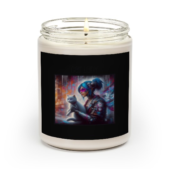 Cat Lady (Cyberpunk) Street Art v1 Scented Candles