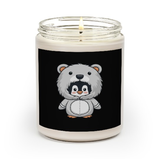 Cute Penguin in Bear Costume Scented Candles