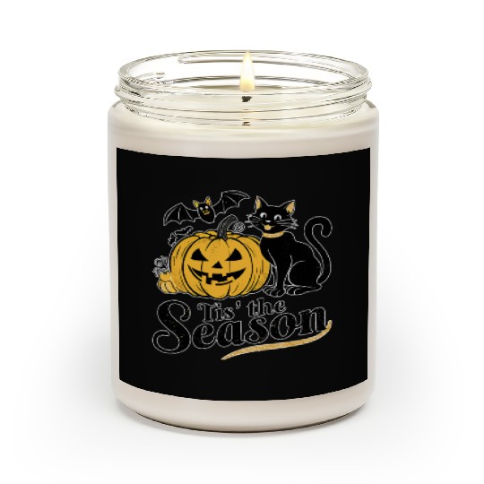 Tis the season Halloween bats pumpkin fall funny Scented Candles