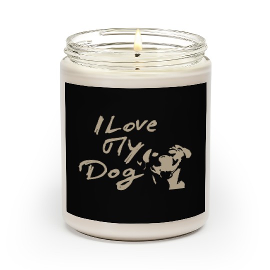 I Love My Dog - Brown Design on Black Scented Candles