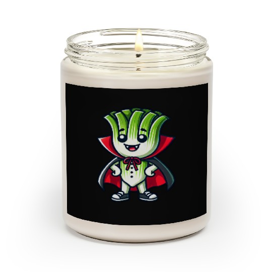 Cute Halloween Leek Vampire Cartoon Green Scented Candles