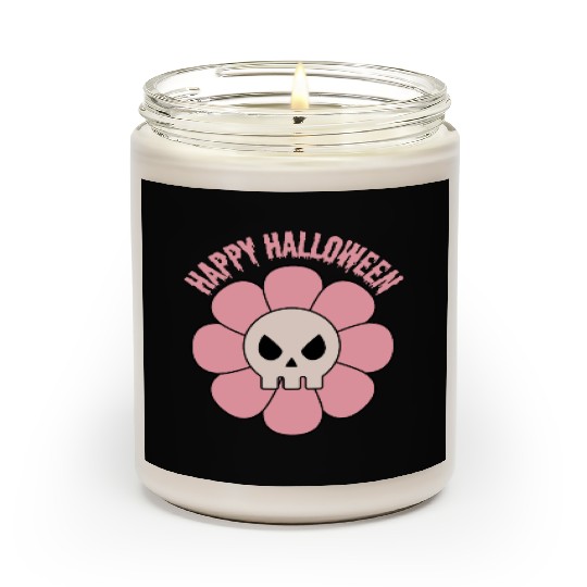 happy halloween flower skull pink and cute Scented Candles