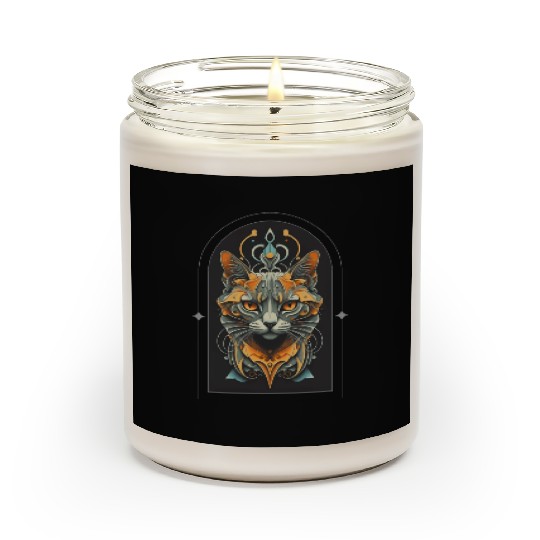 Elegant stylish black and gold cat face Scented Candles