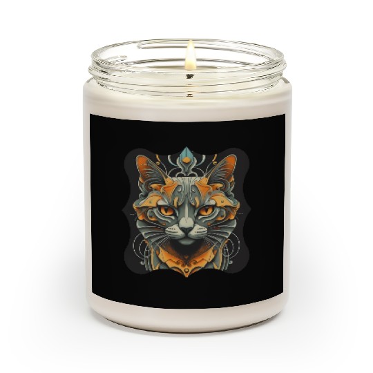 Elegant stylish black and gold cat face Scented Candles