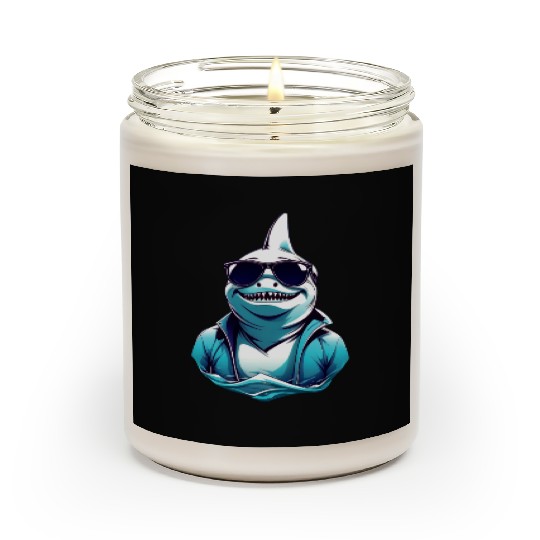 Shark Fish with Glasses Animals Lover Funny Design Scented Candles