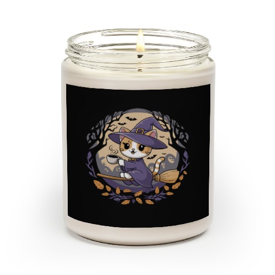 Halloween Witch Cat Brewing Spooky Fun Scented Candles