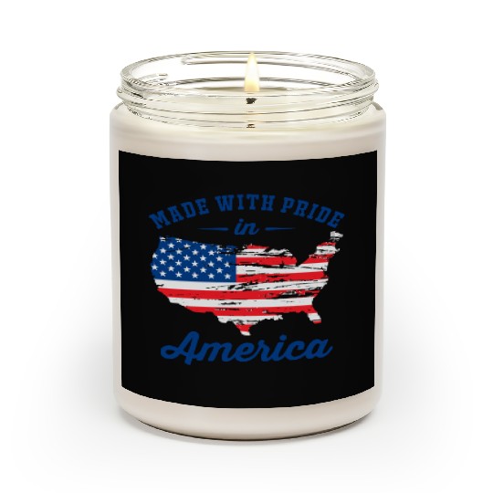 Made With Pride in America Patriotic USA Map with Scented Candles