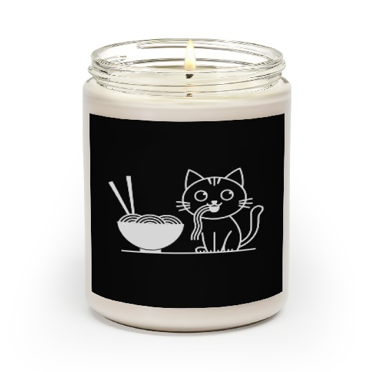Cute Cat Eating Ramen Kawaii Food Design Scented Candles
