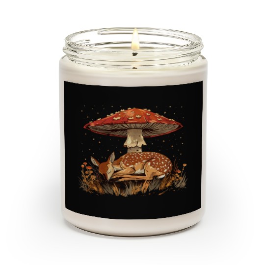 Cottagecore Aesthetic Sleeping Deer Mushroom Witch Scented Candles