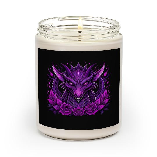 Design featuring a striking purple dragon Scented Candles
