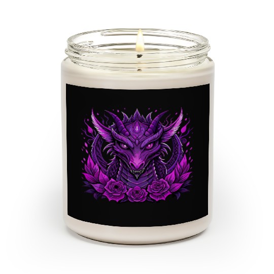 Design featuring a striking purple dragon Scented Candles
