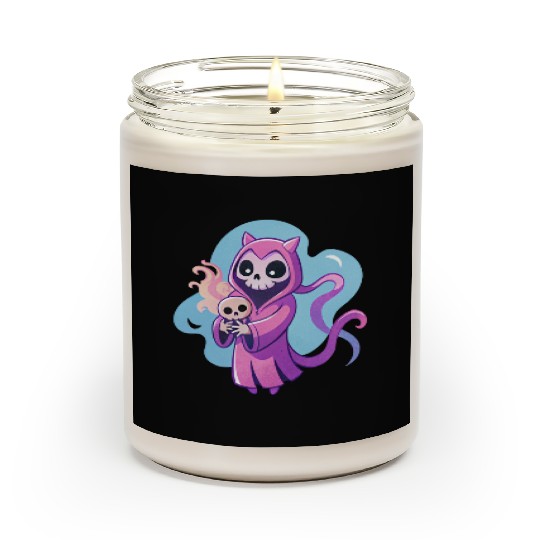 skeletal figure, violet pink robe, lavender puppy Scented Candles