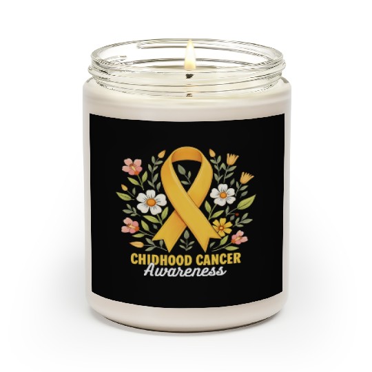 Childhood Cancer Awareness Hippie Flower Ribbon Scented Candles