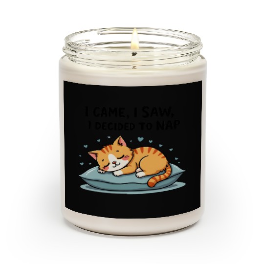 Cute Cat Nap Lover Funny Sleepy Naptime Humor Scented Candles
