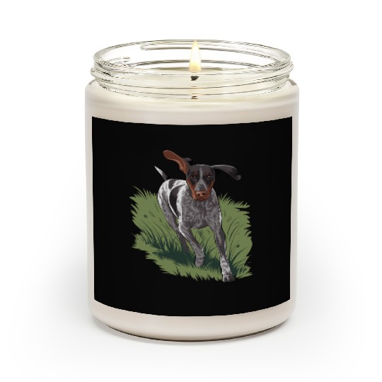 German Shorthaired Pointer Running In Field Scented Candles