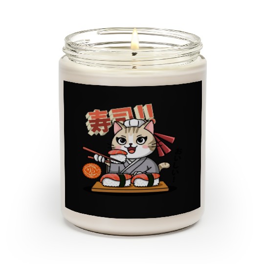 Sushi Chef Cat Adorable Culinary Cat Design Scented Candles