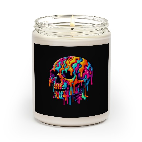 Vibrant Psychedelic Skull Scented Candles