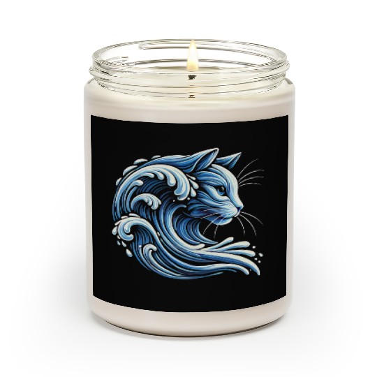 Cute Wave of Blue Cats for Kamala Harris Funny Scented Candles