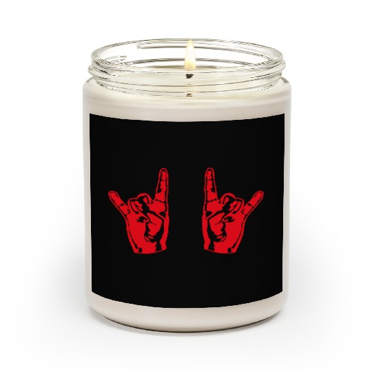 Two heavy metal hard rock horn finger hand gesture Scented Candles
