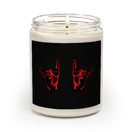 Two heavy metal hard rock horn finger hand gesture Scented Candles