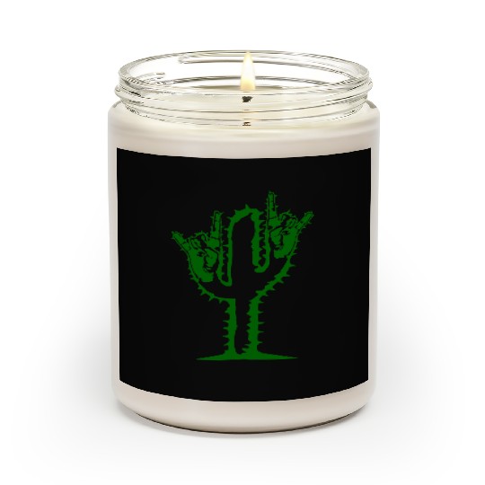 Cactus Plant Heavy Metal Hard Rock Hand Gesture Scented Candles