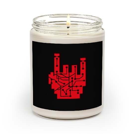 Heavy metal nerd electronic circuits hand gesture Scented Candles