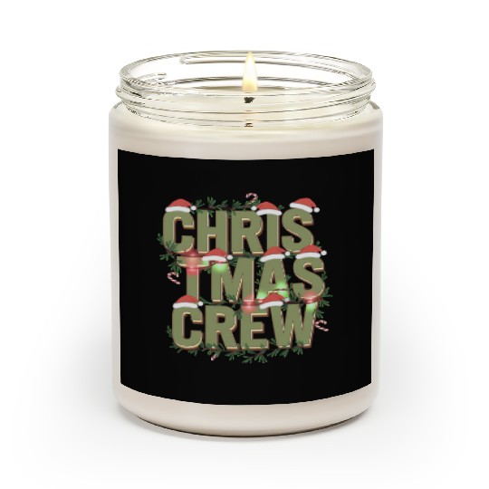 Christmas Crew with Santa Hats and Candy Canes Scented Candles