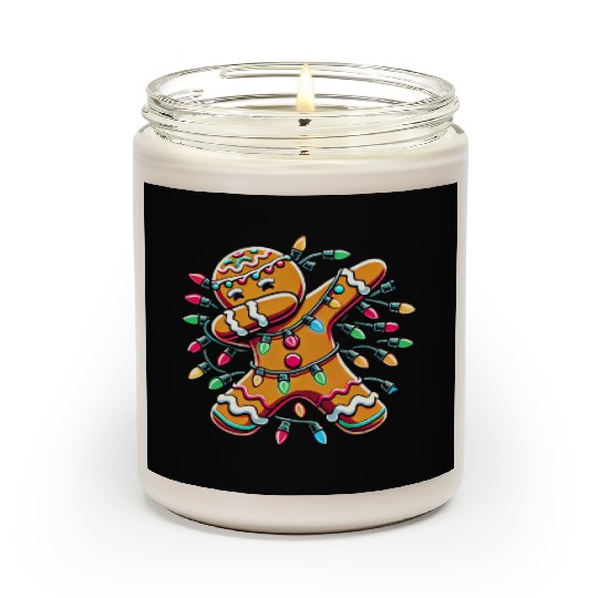 Dabbing Gingerbread Wrapped in Christmas Lights Scented Candles