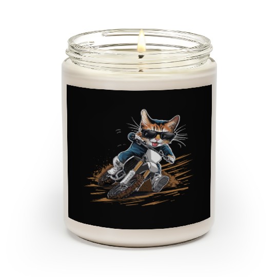 Cat Wearing Sunglasses Riding Dirt Bike Scented Candles