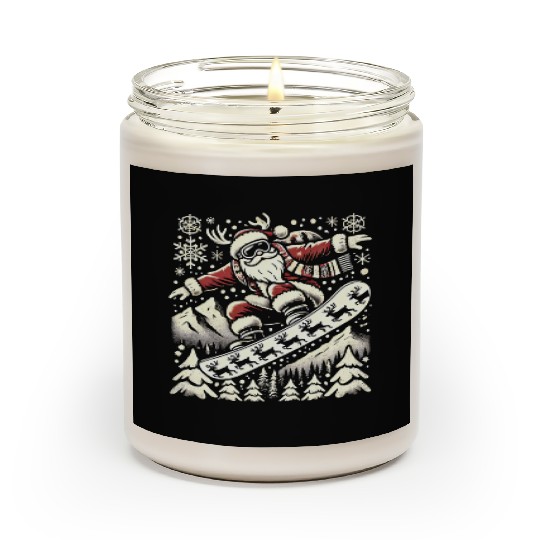 Snowboarding Santa Winter Wonderland Christmas Fun Scented Candles