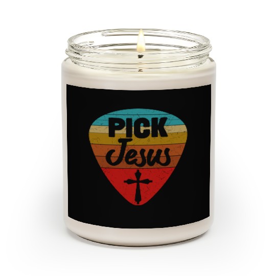 Vintage Guitarist Guitar Pick Christian Jesus Scented Candles